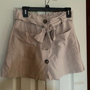 Beige Skort with buttons & bow tie
